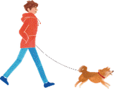 柴犬と赤いジャケットの人のイラスト